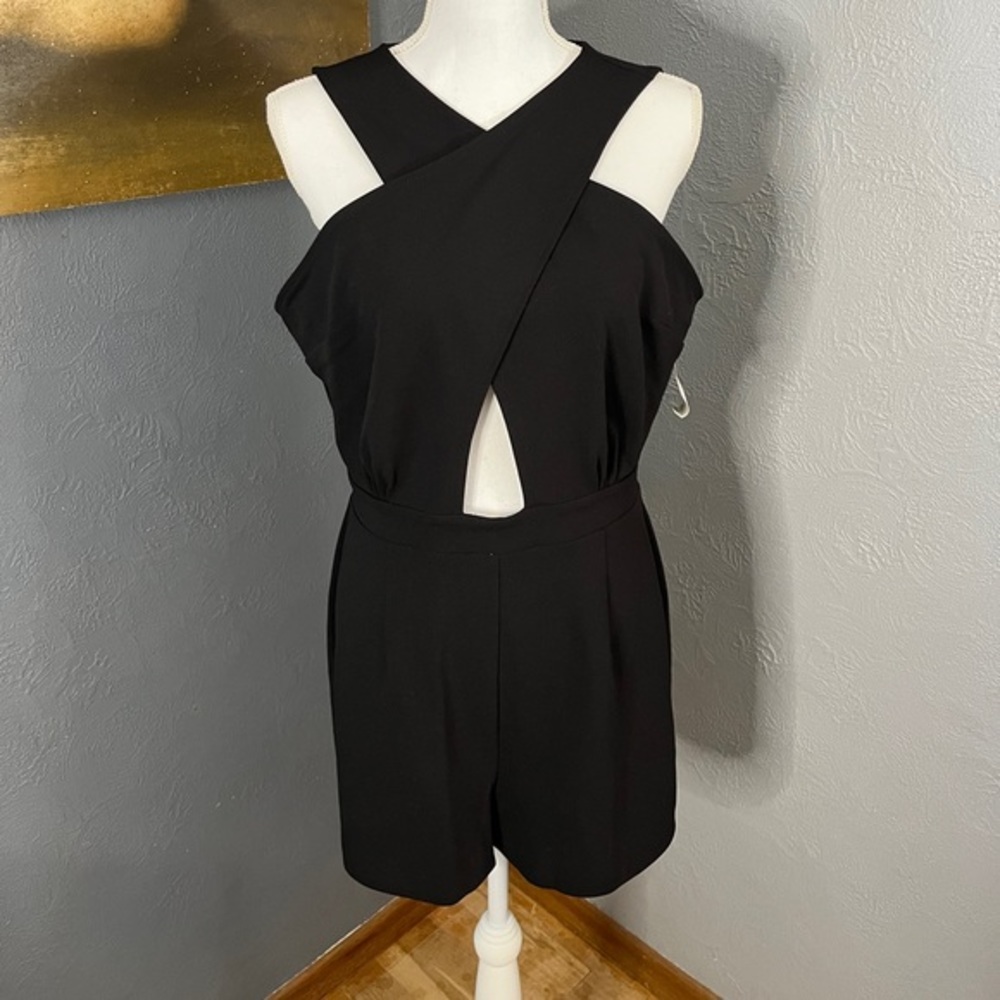 Bar III Cross Front Romper Black‎